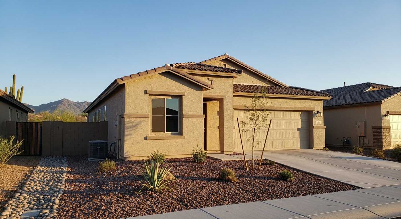New residential home in Surprise with desert landscaping and modern exterior finishes.